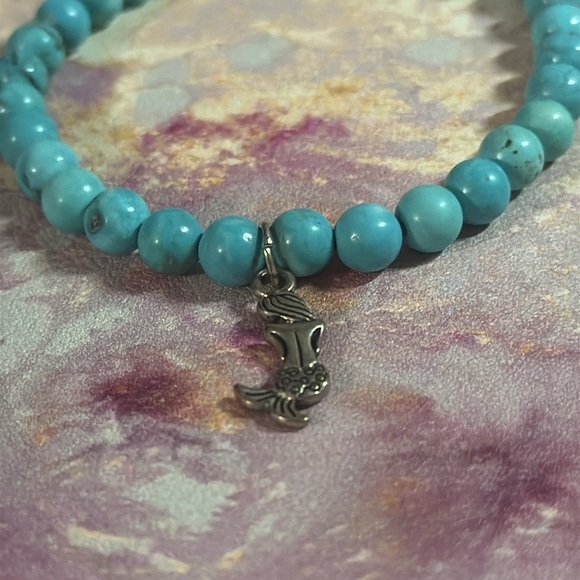 Two Turquoise Beaded Bracelets with Charms - Picture 3 of 5